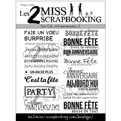 Les 2 Miss scrapbooking - Éphéméra «Kit anniversaire 2» fond blanc